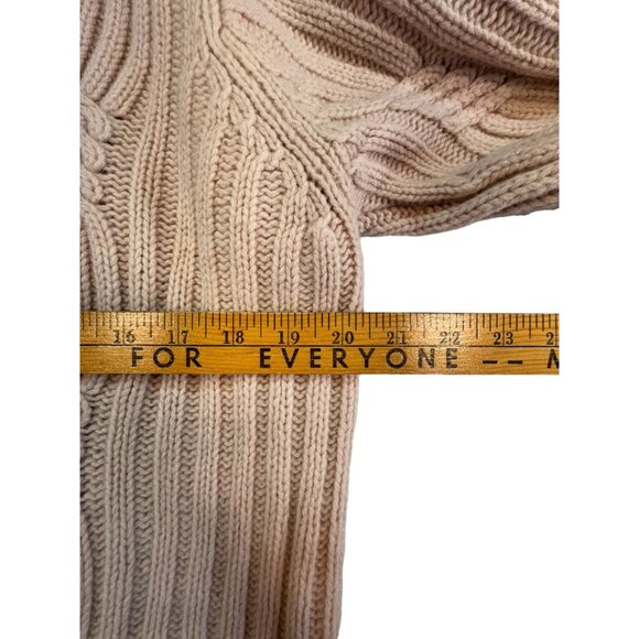 Valerie Stevens 100% Lambswool Fisherman Cable Knit Tunic Sweater L Pale Pink - Picture 6 of 11